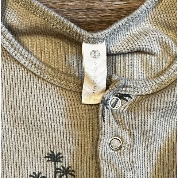 Quincy Mae Green Palm Tree Ribbed Coverall Size 2-3Y - Picture 3 of 4